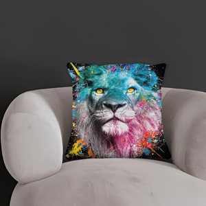 Almohada con estampado moderno abstracto de león vibrante, suave, personalizada, artística, 24 x 24 pulgadas, 60 x 60 cm - Product Image 2
