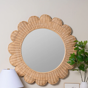 Handwicker Rotin Miroir Tenture Décoration Belle Forme De Fleur avec Motif Vertical pour La Décoration Intérieure Vietnam Produit - Product Image 2