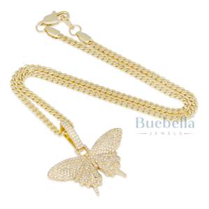 Collar con colgante de mariposa helada con moissanita VVS en oro para joyería elegante de moda Hip Hop - Product Image 3
