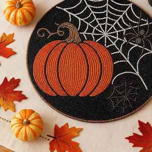 <b>Beaded</b> <b>Placemat</b> Handmade Round Charger for Luxury Dining & Holiday Decor Unique Piece Handmade <b>Beaded</b>, <b>Placemat</b>, Housewarming - Product Image 2