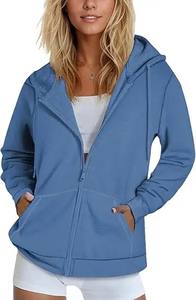 Sudaderas con capucha en blanco para mujer Fleece Zipper up Bulk Women Hoodies Manga larga Fit Lightweight Girl Hoodie con opción de logotipo personalizado - Product Image 3