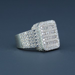 Luxury collection of Hip Hop Diamond <b>Ring</b> <b>Iced</b> Out For Men's in 14 kt white gold lab grown diamond - Product Image 2