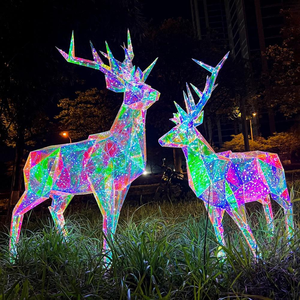 Décoration de Noël d'extérieur, motif exquis, forme d'animal colorée, grande lumière LED 3D, renne, commande par application, RGB, IP68, alimenté par courant alternatif - Product Image 3