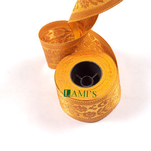 Tela bordada de lingotes de oro de alta calidad, trenzas de encaje de ancho personalizado y decoraciones uniformes con ribete de galón de hilo - Product Image 2