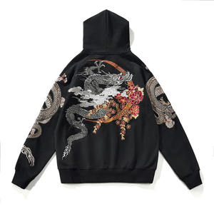 2024 saison d'hiver à la mode coréen Streetwear entièrement brodé sweats à capuche lourds hommes Full Zip surdimensionné sweats à capuche en bas quantité minimale de commande - Product Image 3