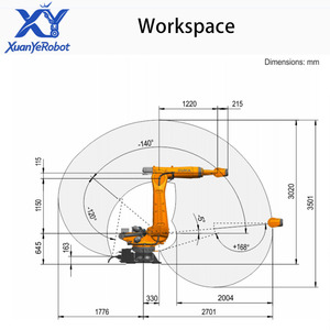 Robot de manutention d'automatisation industrielle <span class=keywords><strong>KUKA</strong></span> <span class=keywords><strong>Kr210</strong></span> R2700-2, entraînement servo-électrique PLC pour les tâches lourdes, palettisation, chargement/déchargement - Product Image 6