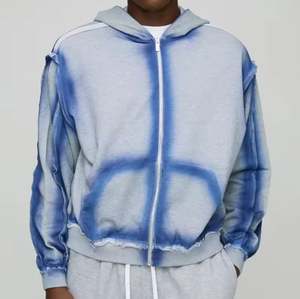 Pull à logo personnalisé sweats à capuche surdimensionnés et lourds pour hommes 350 Gsm Streetwear sweat à capuche zippé tie dye pour hommes - Product Image 1