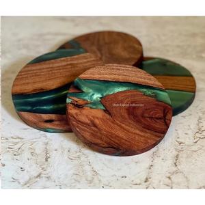 Dining Table Decorative Wood and Resin <b>Coasters</b> Brown Finished Round Shape <b>for</b> Home & Hotel <b>Drink</b> Serving <b>Coasters</b> - Product Image 3