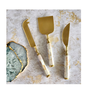 Ensemble à fromage en acier incrusté d'os de qualité supérieure, dernière collection, 3 pièces, meilleurs cadeaux de mariage, passe au lave-vaisselle - Product Image 6