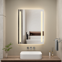 Offre Limitée Usine : Miroir de Salle de Bain Rectangulaire LED Sans Cadre avec Barres Lumineuses Verticales, 3 Couleurs Dimmables, Interrupteur Tactile, 75x50 80x60cm