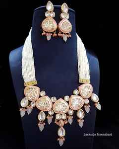 Bijoux de mode de mariée élégants du fabricant indien qualité supérieure blanc Kundan multicolore perle zircon en laiton pour les filles - Product Image 2