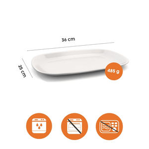 Elegante Plato de Servir de Melamina con Detalles de Madera de Acacia - Bandeja Decorativa para Servir Comida y Café - Product Image 2