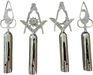 Masonic Regalia Silver Masonic Blue Lodge Tops Set with MM Emblem Freemason Masonic Pole (Set of 4) - Product Image 1