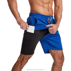 2025 plus récent hommes décontracté entraînement Shorts de gymnastique Fitness Joggers sports d'été entraînement pantalons courts 2-en-1 course Jogging Shorts - Product Image 1