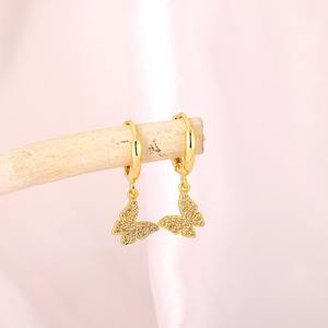 Golden Fluttering Butterfly <b>Fine</b> Stud <b>Earrings</b> - Product Image 1