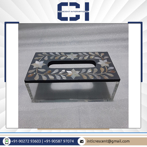 กล่องทิชชู่ฝังกระดูกทรงสี่เหลี่ยมขัดเงาทำมือ - Product Image 3