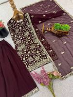 Robe Sharara de style Bollywood indien et pakistanais pour femme, en Faux Georgette lourde infroissable, modèle Punjabi