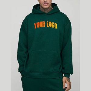Sudaderas con capucha para hombre de algodón 100% de peso pesado, logotipo impreso DTF personalizado, color sólido, ropa de calle holgada, sudadera básica cómoda para hombres - Product Image 1