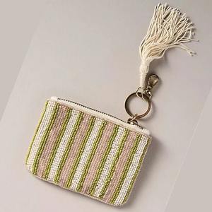 Popular Handmade Beaded Coin Pouch with Detachable Ring Fashionable Zipper Closure Case for Gameday <b>Money</b> Storage <b>Cards</b> - Product Image 5