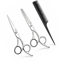 Ensemble professionnel de ciseaux de coiffure en acier inoxydable, à manche long, pour droitiers, ciseaux à effiler, ciseaux de barbier et peigne