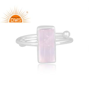 Anillo apilable de piedras preciosas de cuarzo rosa Natural de plata de ley de gran venta, joyería personalizada para mujer, regalo para ella - Product Image 2