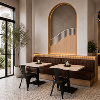 Meubles de bistrot de style japonais, tables de restaurant en métal et chaises en fer, banquette ronde rembourrée pour café, pour les salons de thé