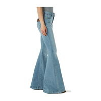 Jean évasé en denim pour femme, motif uni 300g, respirant, écologique, style vintage tendance, design déchiré personnalisé