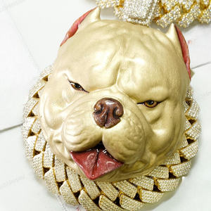 Colgante personalizable de Plata de Ley 925 con cara de perro ajuste de mano Hiphop VVS Moissanite colgante Hip Hop colgante para rapero - Product Image 5