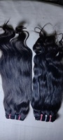 Mesin ekstensi rambut manusia Remy Indian kualitas tinggi 100% anyaman ganda tanpa penumpahan bebas kusut gelombang alami longgar dalam