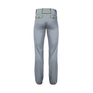 Pantalon de baseball gris respirant en polyester pour homme, coupe régulière, couleur unie, taille plus, protection UV, toutes saisons, avec bordure néon et fermeture éclair. - Product Image 3