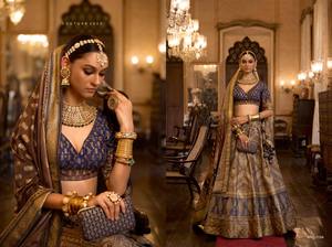 Lehenga Choli de mariée de qualité supérieure, lourdement brodé, en soie Rajwadi, pour femmes, vêtements élégants pour les mariages - Product Image 3