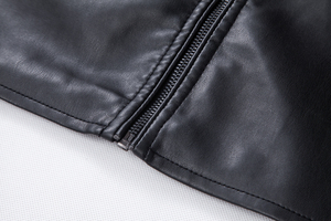 2025 personnalisé hommes en cuir Blazer veste Vintage polaire Streetwear col montant fermeture éclair automne hiver toile DDP expédition - Product Image 4