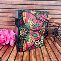 Diario de Cuero con Diseño de Mariposa, Hecho a Mano, 400 Páginas, Estilo Vintage, Grimoire, Libro de Hechizos con Sombras para Hombres y Mujeres