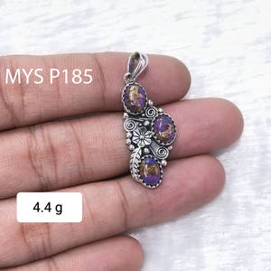 Pendentifs et bijoux en pierre précieuse turquoise cuivre violet, pendentifs en argent fin, pendentifs en argent et bijoux - Product Image 1
