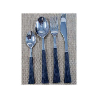 Ensemble de couverts en acier inoxydable au design moderne, 4 pièces, manche martelé, finition miroir, modèle 2B-2373, pour table de cuisine, prix abordable