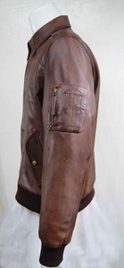 Mens Vintage Brown Sheep <b>Leather</b> MA1 Coat Distressed Style Durable Comfortable <b>Retro</b> Outerwear Waterproof Reversible Plus Size - Product Image 4