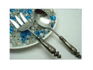 Utensilios de cocina Cubiertos Juego de cubiertos Vajilla Plata Acero inoxidable Regalo creativo Plata Personalizar Cubiertos de metal plateado - Product Image 6