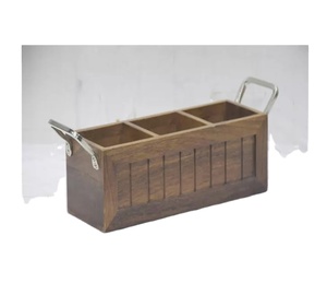 Cutlery <b>Holder</b> Utensils <b>Holder</b> for Cutlery Sets New Wooden Caddy Mango Wood with Metal Look Wooden Handle New - Product Image 1