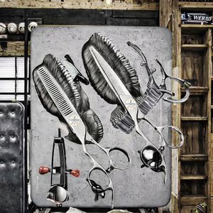 Japanese 440C Stainless Steel Left Handed <b>Scissors</b> Set Ergonomic Handle Straight <b>Thinning</b> Shears Professional Salon <b>Hair</b> Styling - Product Image 3