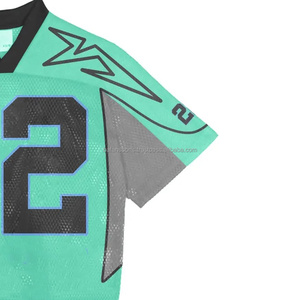 Ropa de fútbol americano para hombre, Camiseta de algodón de talla grande 100% con estampado de sublimación para hombre, camiseta de malla de fútbol con estampado holgado - Product Image 3