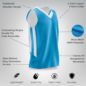 เสื้อบาสเก็ตบอลผ้าตาข่ายระบายอากาศได้ดีและมีน้ำหนักเบา ออกแบบมาเพื่อควบคุมความชื้นระหว่างการแข่งขันหรือการฝึกซ้อมที่ยาวนาน - Product Image 2