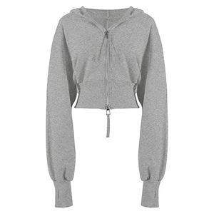 เสื้อครอปแบบมีซิปของผู้หญิงเสื้อครอปผ้าฝ้ายโพลีเอสเตอร์ทำจากฝรั่งเศส - Product Image 5