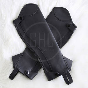 Équipement d'équitation demi-chaps de haute qualité en cuir de vache en cuir véritable Style occidental confortable personnalisable pour hommes - Product Image 3