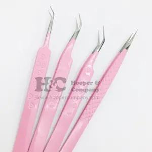 Pink Wholesale Lash Tweezers Set Best Selling Eyelash Extension Tweezers High Quality Tweezer OEM Customized Heart Handle