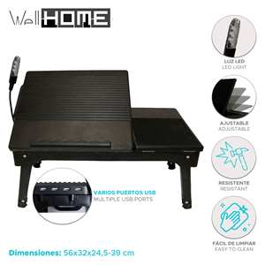 WELL HOME Escritorio portátil para ordenador, mesa auxiliar de 56x32x24,5 cm - Product Image 2