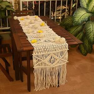 Modern Bohemian Cotton Rope Knitted Eco-friendly <b>Table</b> <b>Runner</b> for Home and Wedding Decor with Customized Color and Size - Product Image 1
