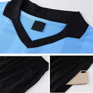 Uniforme de árbitro de fútbol profesional 2025, camiseta de manga corta con cuello en V a rayas de calidad Premium, ropa de fútbol de ajuste cómodo - Product Image 6