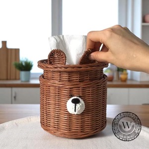 Cesta de Mimbre Tejida a Mano Artex Green Earth, Caja para Pañuelos con Diseño de Oso, Cestas de Almacenamiento Ecológicas Hechas a Mano, Mimbre Natural, Moderno y Multifuncional - Product Image 6
