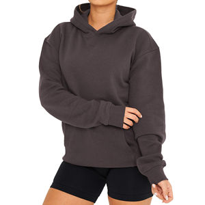 เสื้อมีฮู้ดโอเวอร์ไซส์สำหรับผู้หญิงกำหนดเองได้เสื้อสวมหัวแขนยาวผ้าคอตตอนเนื้อนุ่มใส่สบายทรงหลวมพอดีไหล่ปล่อยปล่อย - Product Image 3