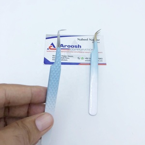 Pince à épiler d'extension de cils en acier inoxydable de haute qualité avec prise en diamant 90 degrés courbe en J double ton durable pointu - Product Image 3